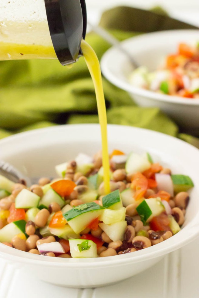 Black Eyed Pea Salad with Maple mustard vinaigrette